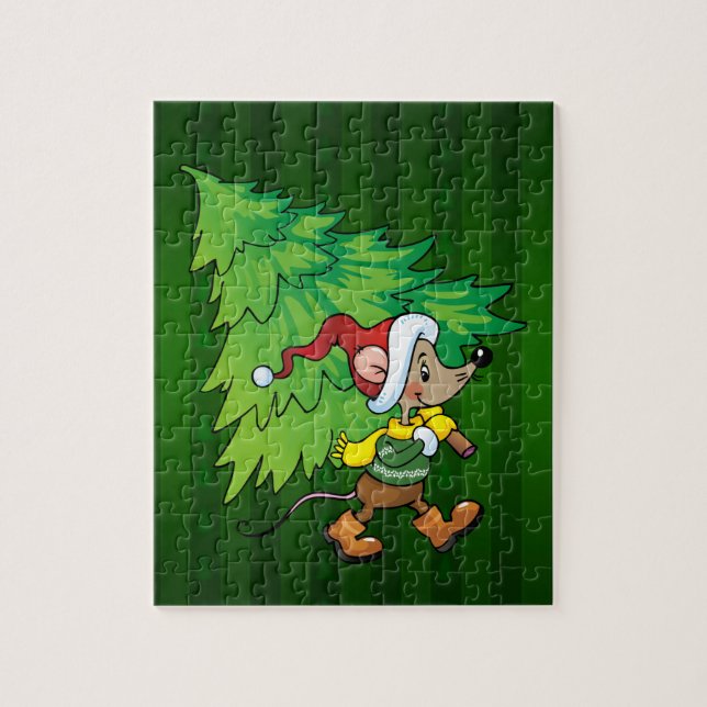 Christmas Mouse Green Puzzle (Vertical)