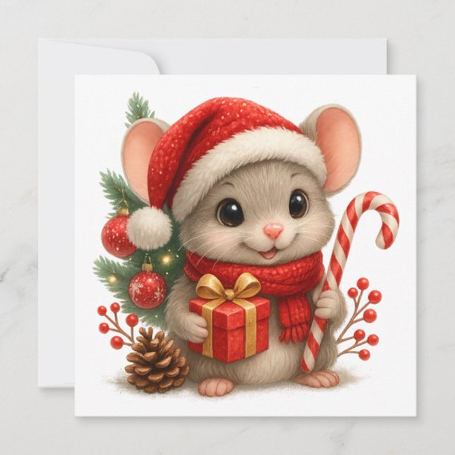 Christmas Mouse Greeting Card (Front)