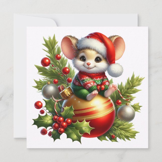 Christmas Mouse Greeting Card (Front)