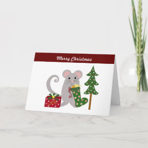 Christmas Mouse Greeting Holiday Card