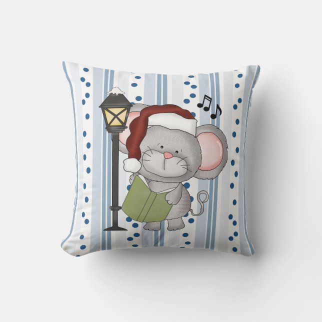 Christmas Mouse Holiday Pillow (Front)