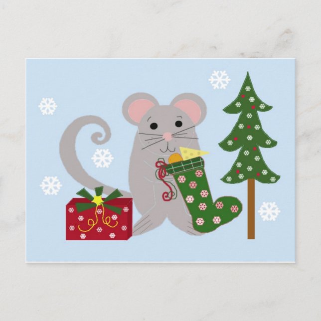 Christmas Mouse Holiday Postcard (Front)