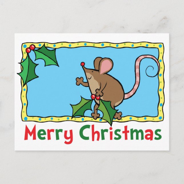 Christmas mouse holiday postcard (Front)