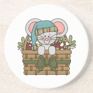 Christmas Mouse in Basket Coaster