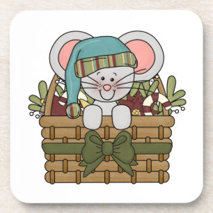 Christmas Mouse in Basket Coaster