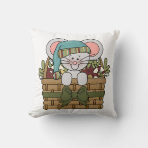 Christmas Mouse in Basket Cushion