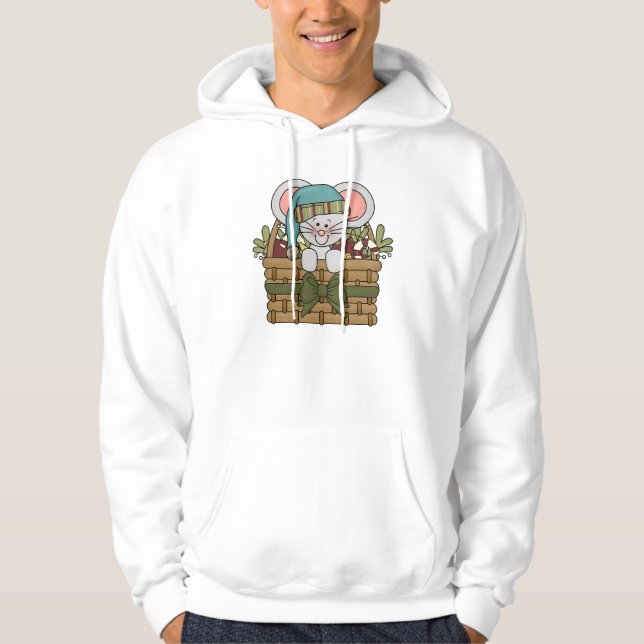 Christmas Mouse in Basket Hoodie (Front)