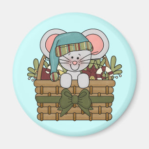 Christmas Mouse in Basket Magnet
