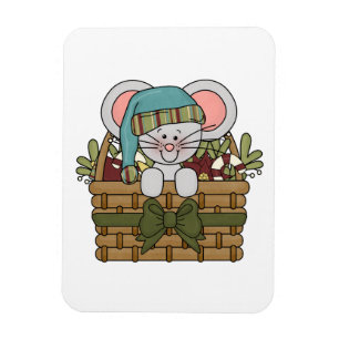 Christmas Mouse in Basket Magnet