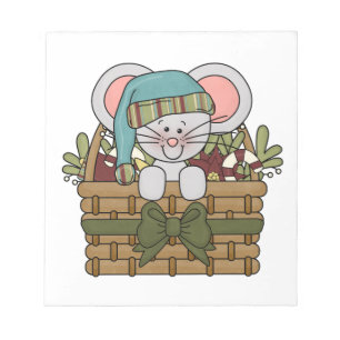 Christmas Mouse in Basket Notepad