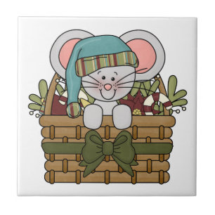 Christmas Mouse in Basket Tile