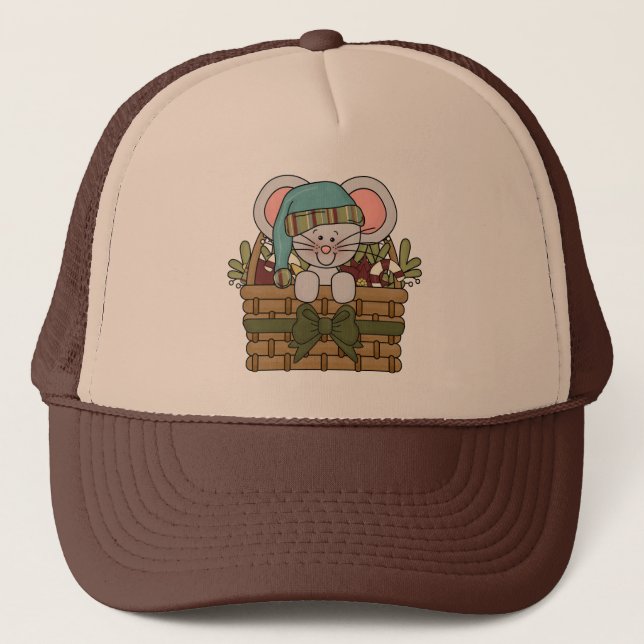 Christmas Mouse in Basket Trucker Hat (Front)
