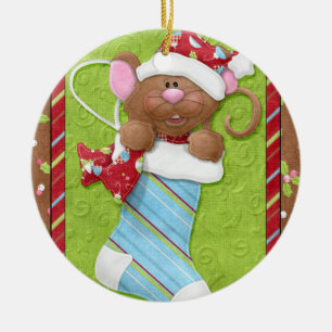 Christmas Mouse in Stocking Ornament