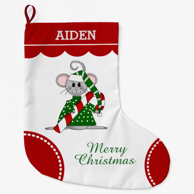 Christmas Mouse Large Christmas Stocking (Front)