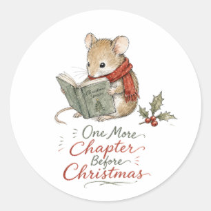 Christmas Mouse Reading Stories Classic Round Sticker