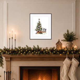 Christmas Mouse Under the Tree Poster