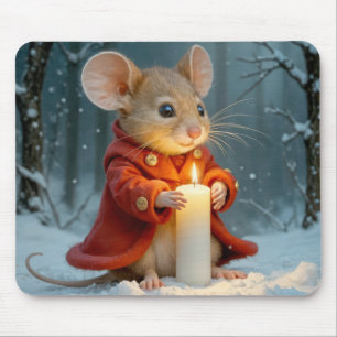 Christmas Mouse With a Candle Mouse Pad