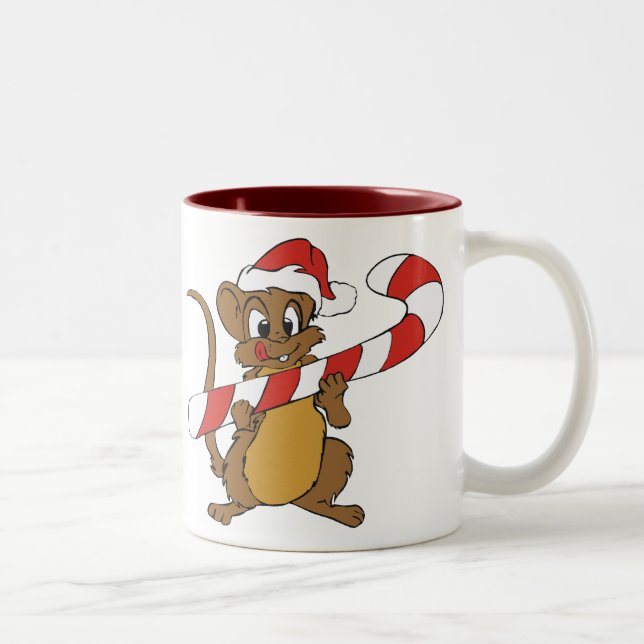 Christmas Mouse With A Candy Cane Mug (Right)
