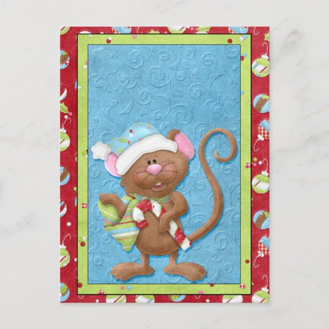 Christmas Mouse With Candy Cane Cards (Front)