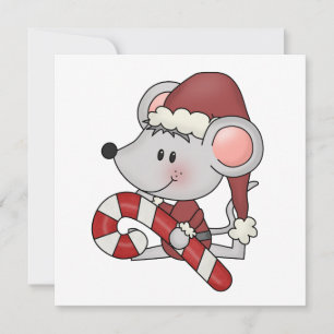 Christmas Mouse With Candy Cane Holiday Card