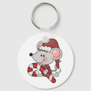 Christmas Mouse With Candy Cane Key Ring