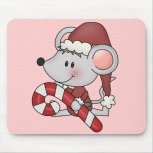 Christmas Mouse With Candy Cane Pad