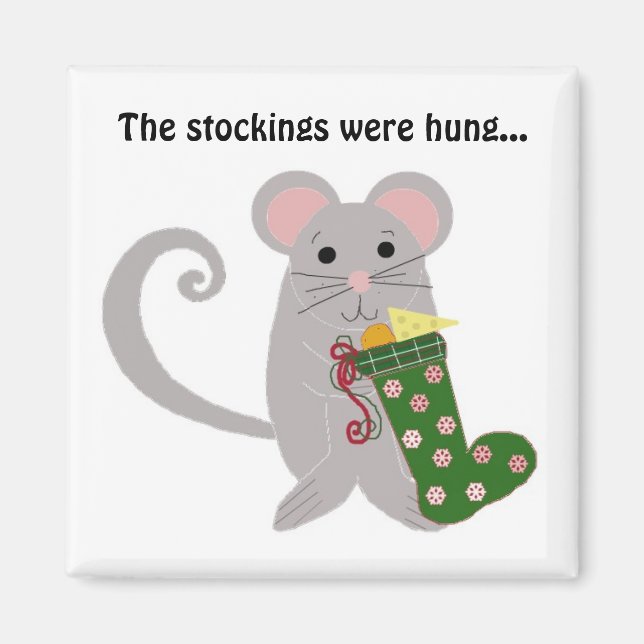 Christmas Mouse With Cheese Magnet (Front)