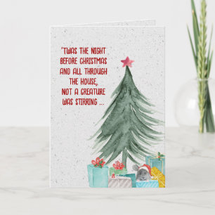 Christmas Mouse with Gifts Under Tree Holiday Card