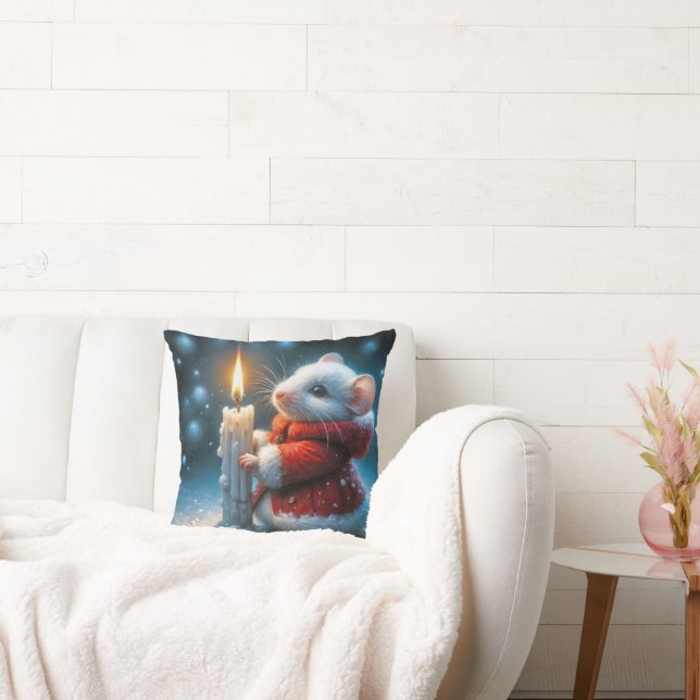 Christmas Mouse With Glowing Candle Cushion (Couch)