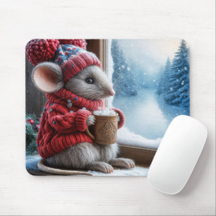 Christmas Mouse With Hot Cocoa Mouse Pad