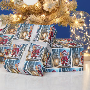 Christmas Mouse With Lantern Wrapping Paper