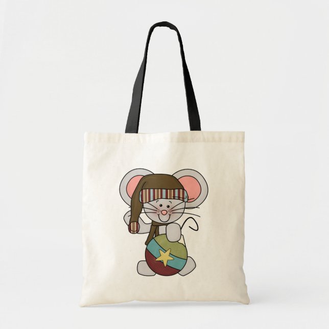 Christmas Mouse With Ornament Tote Bag (Front)