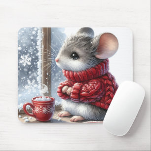 Christmas Mouse With Steaming Hot Cocoa Mouse Pad