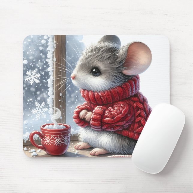 Christmas Mouse With Steaming Hot Cocoa Pad (With Mouse)