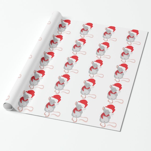 Christmas Mouse Wrapping Paper (Unrolled)