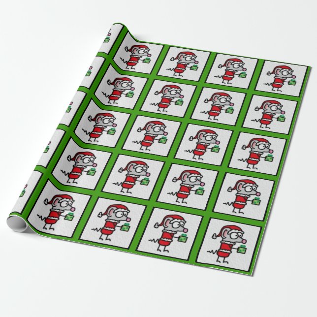 Christmas Mouse Wrapping Paper (Unrolled)