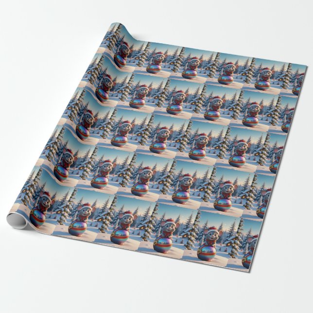 Christmas Mouse Wrapping Paper (Unrolled)