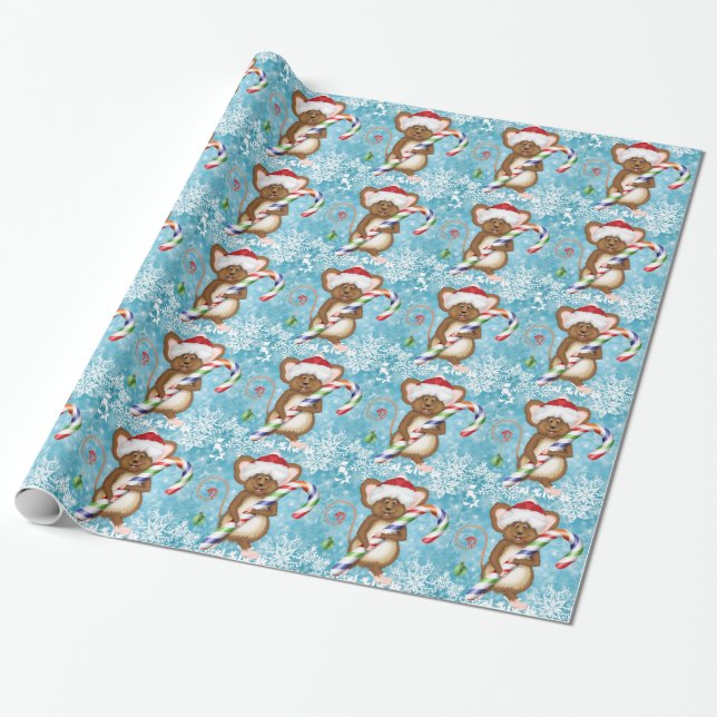 Christmas Mouse Wrapping Paper (Unrolled)