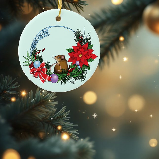 Christmas Mouse Wreath Ceramic Ornament (Creator Uploaded)