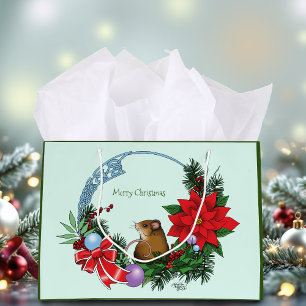 Christmas Mouse Wreath Large Gift Bag