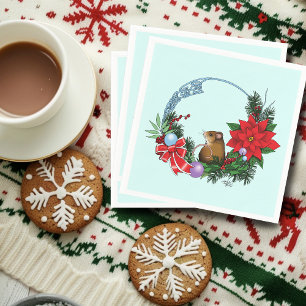 Christmas Mouse Wreath Napkin
