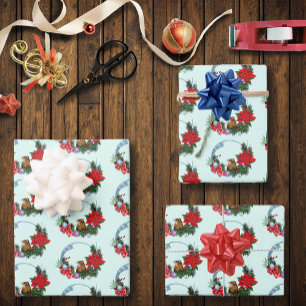 Christmas Mouse Wreath Wrapping Paper Sheet