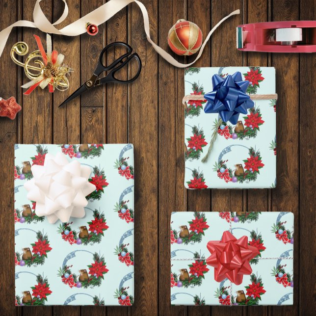 Christmas Mouse Wreath Wrapping Paper Sheet (Creator Uploaded)