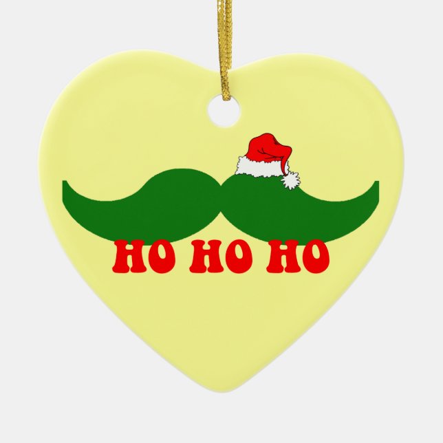 Christmas moustache ceramic tree decoration (Front)