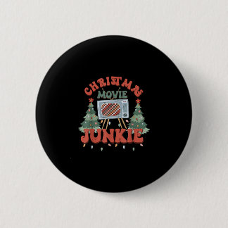Christmas movie junkie retro christmas tree 6 cm round badge