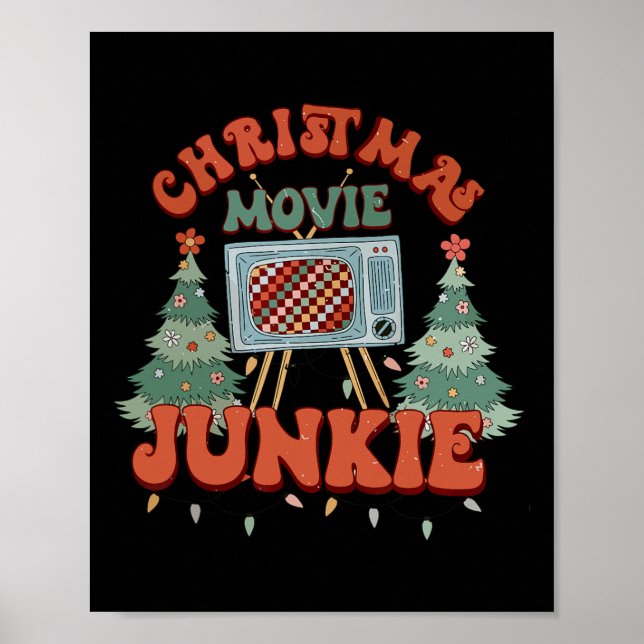 Christmas Movie Junkie Retro Christmas Tree Chrism Poster (Front)
