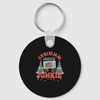Christmas movie junkie retro christmas tree key ring