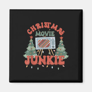 Christmas movie junkie retro christmas tree magnet