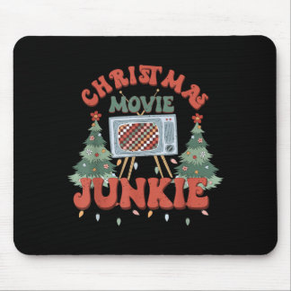 Christmas movie junkie retro christmas tree mouse pad