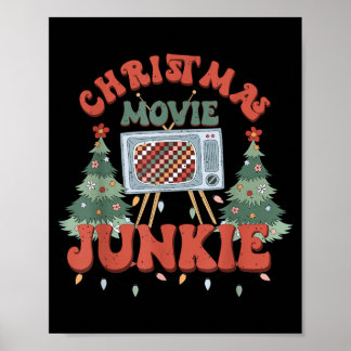 Christmas movie junkie retro christmas tree poster